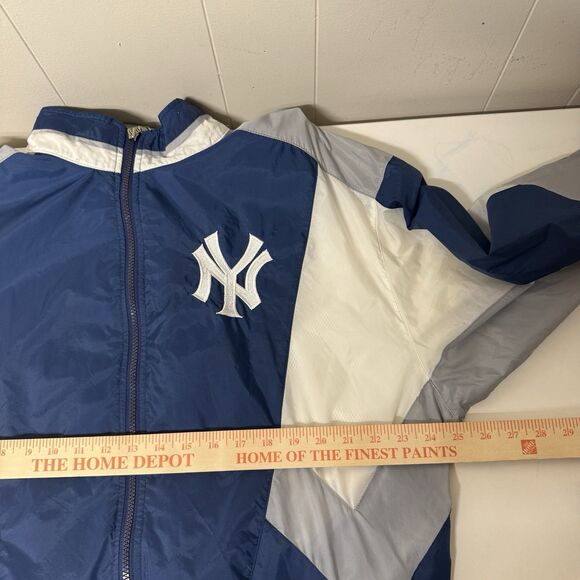Vtg 90s New York Yankees MLB Starter Full Zip Windbreaker Light Jacket Men L EUC - Picture 8 of 12
